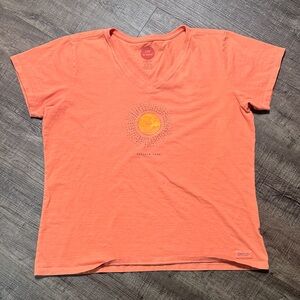 Life Is Good Orange V-Neck T-Shirt